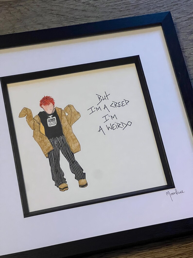 Radiohead Hand Drawn Original Framed Artwork With Lyrics From Creep ...