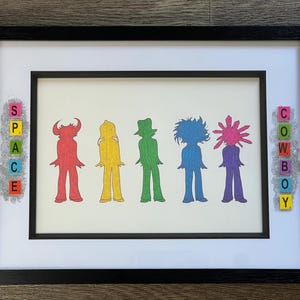 Jamiroquai and his hats hand drawn original framed artwork