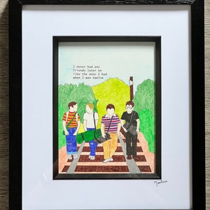 Stand by me handgetekende origineel ingelijste kunstwerken met een citaat uit de film in typemachinelettertype.