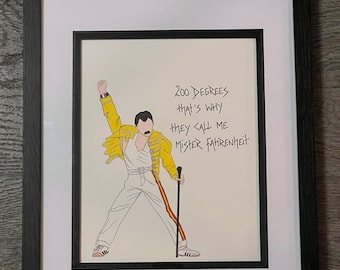 Freddie Mercury Art, handgetekende Queen-teksten in zwarte lijst