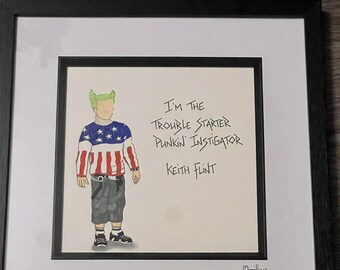 Obra de arte original enmarcada, dibujada a mano por Prodigy, con la letra manuscrita de Firestarter.