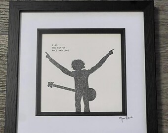 Hand Drawn Billie Joe Armstrong From Green Day With Lyrics From