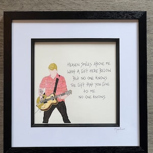 Oeuvre d'art encadrée dessinée à la main par Josh Homme, reines de l'âge de pierre, avec paroles de No One Knows