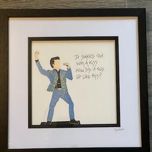 Brandon Flowers The Killers hand drawn original framed artwork with handwritten lyrics to Mr Brightside