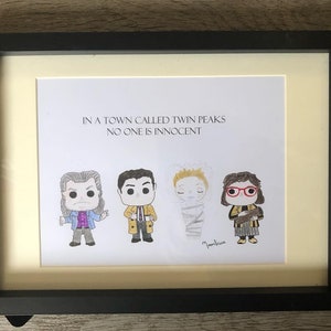 Twin Peaks hand drawn original framed artwork with quote from David Lynch