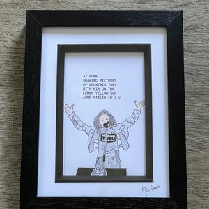Handgezeichnete Eddie Vedder von Pearl Jam mit Text zu Jeremy