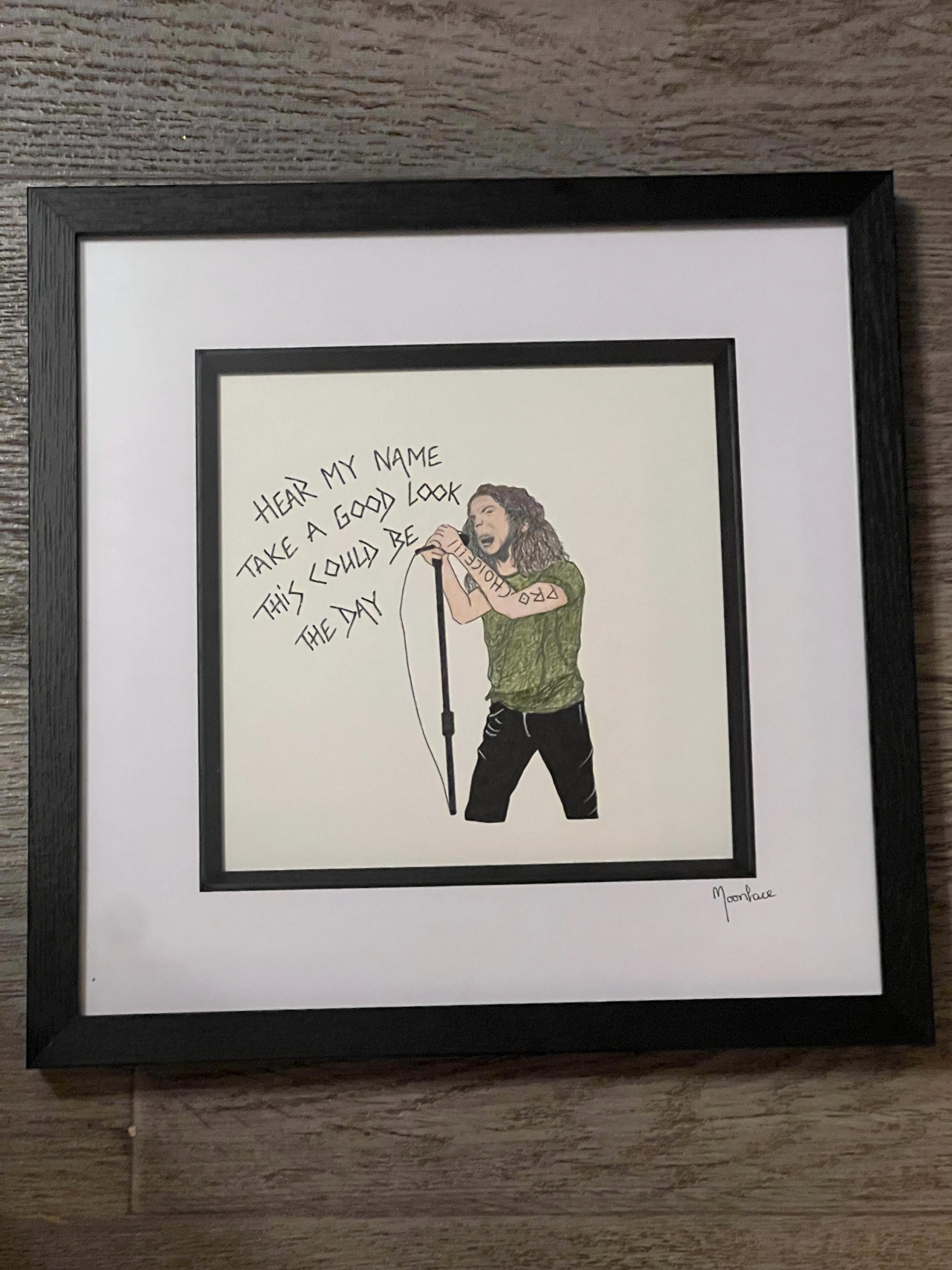 Eddie Vedder Framed Hand Drawn Artwork: Pearl Jam 'porch' Lyrics