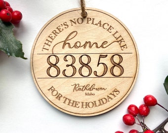 83868 Zip Code Home for the Holidays Ornament featuring your hometown - Rathdrum, Idaho