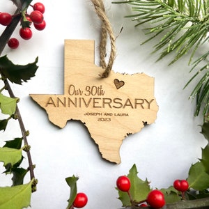 Customizable Texas Ornament - Texas- Engraved Birch Wood - Made in USA