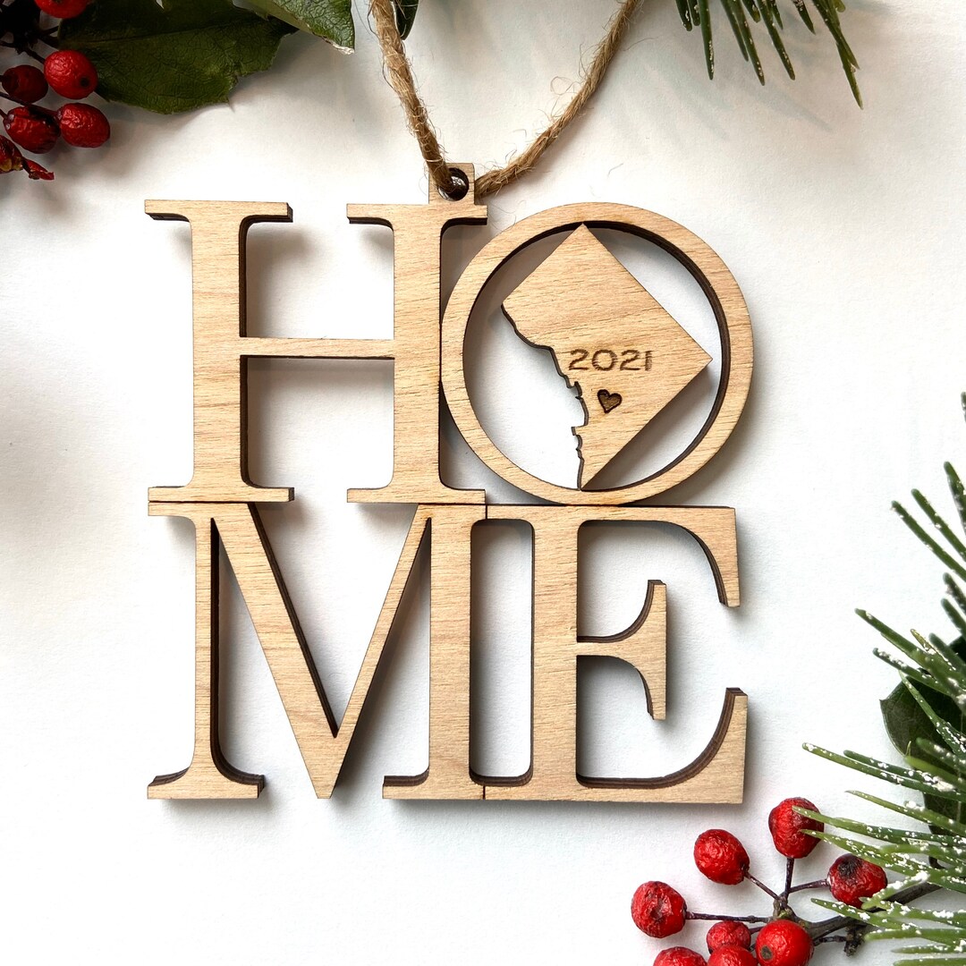 Washington DC HOME Ornament - Engraved Birch Wood - Made in USA - Etsy