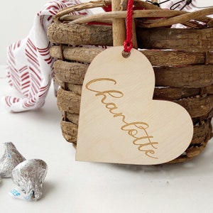 Personalized Engraved Valentine’s Basket Tag - Heart Wedding Tag