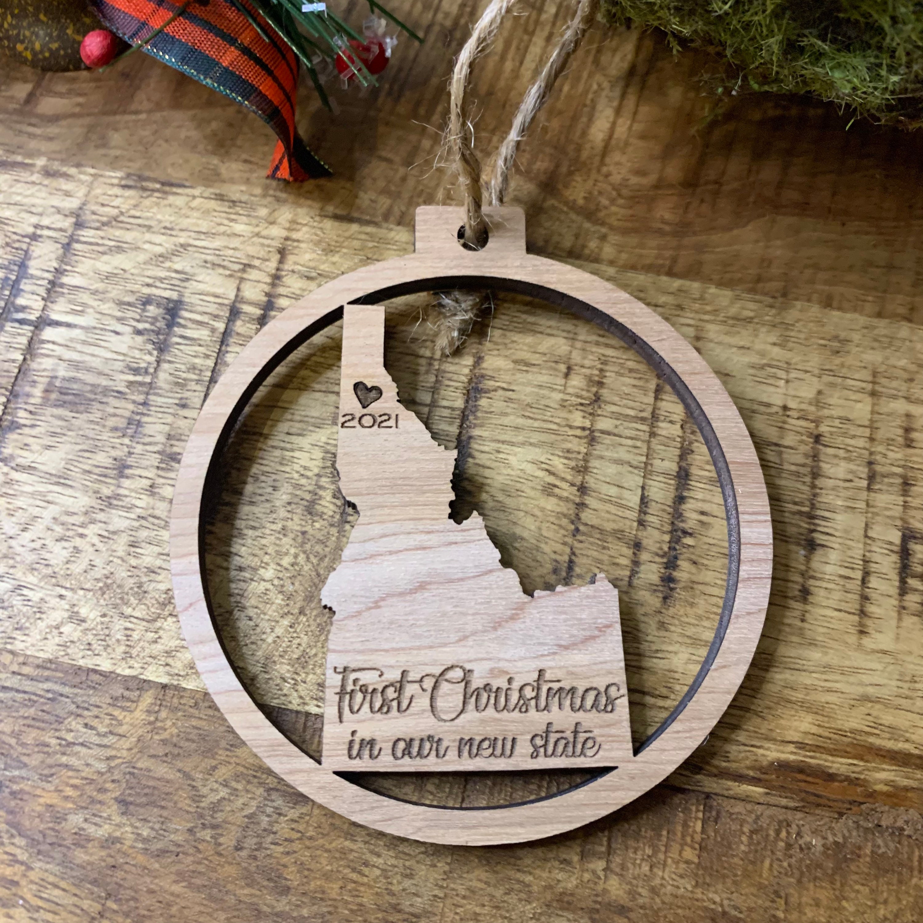 Boise IDAHO - in a Circle Christmas Ornament - Engraved Birch Wood ...