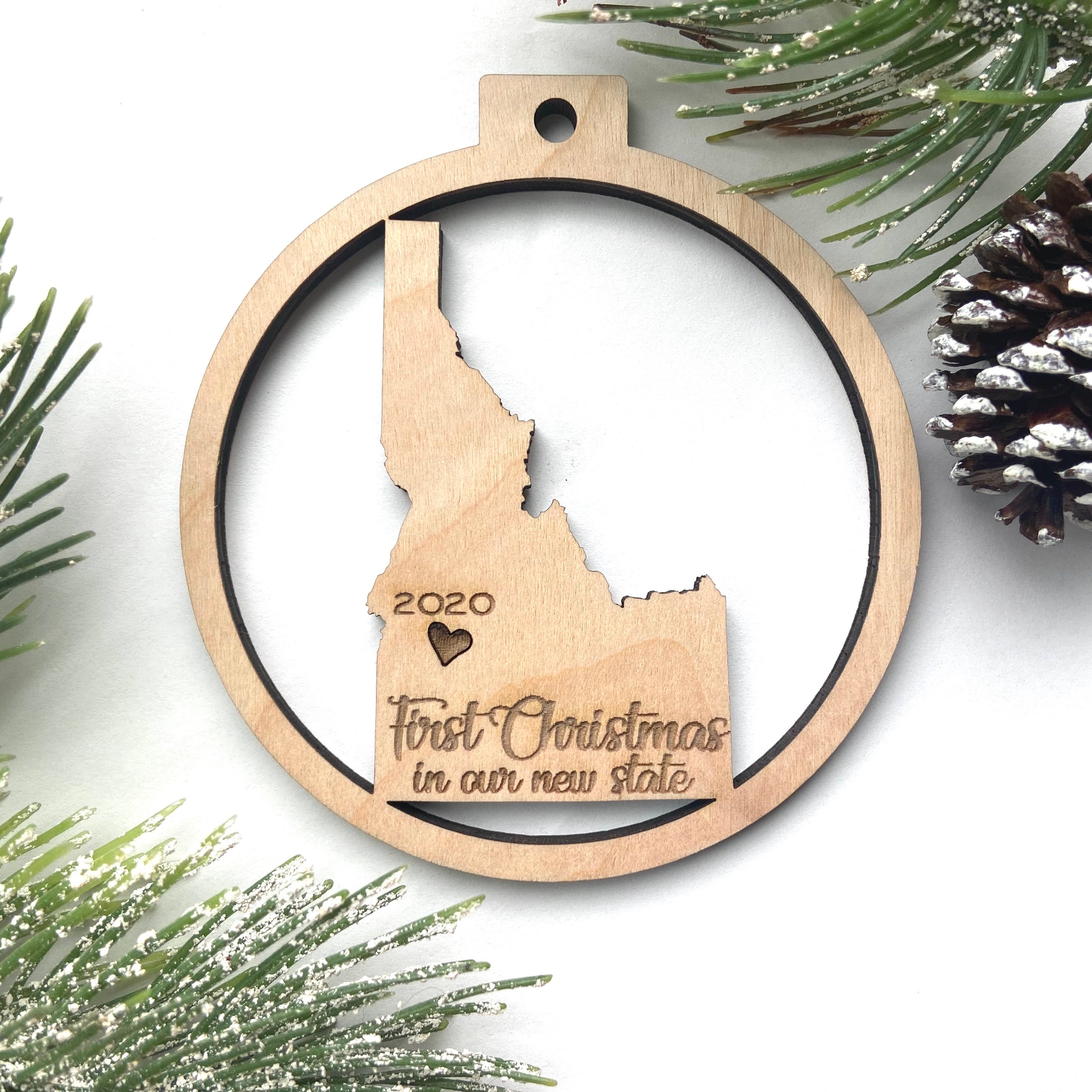 Boise IDAHO - in a Circle Christmas Ornament - Engraved Birch Wood ...