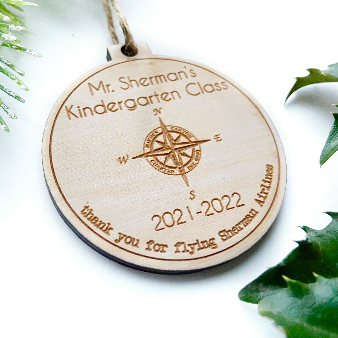 Teacher Gift Ornament School Logo Customizable Engraved Etsy