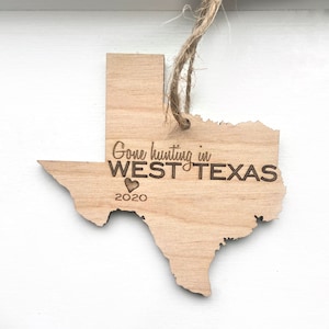 Customizable Texas Ornament - Texas- Engraved Birch Wood - Made in USA