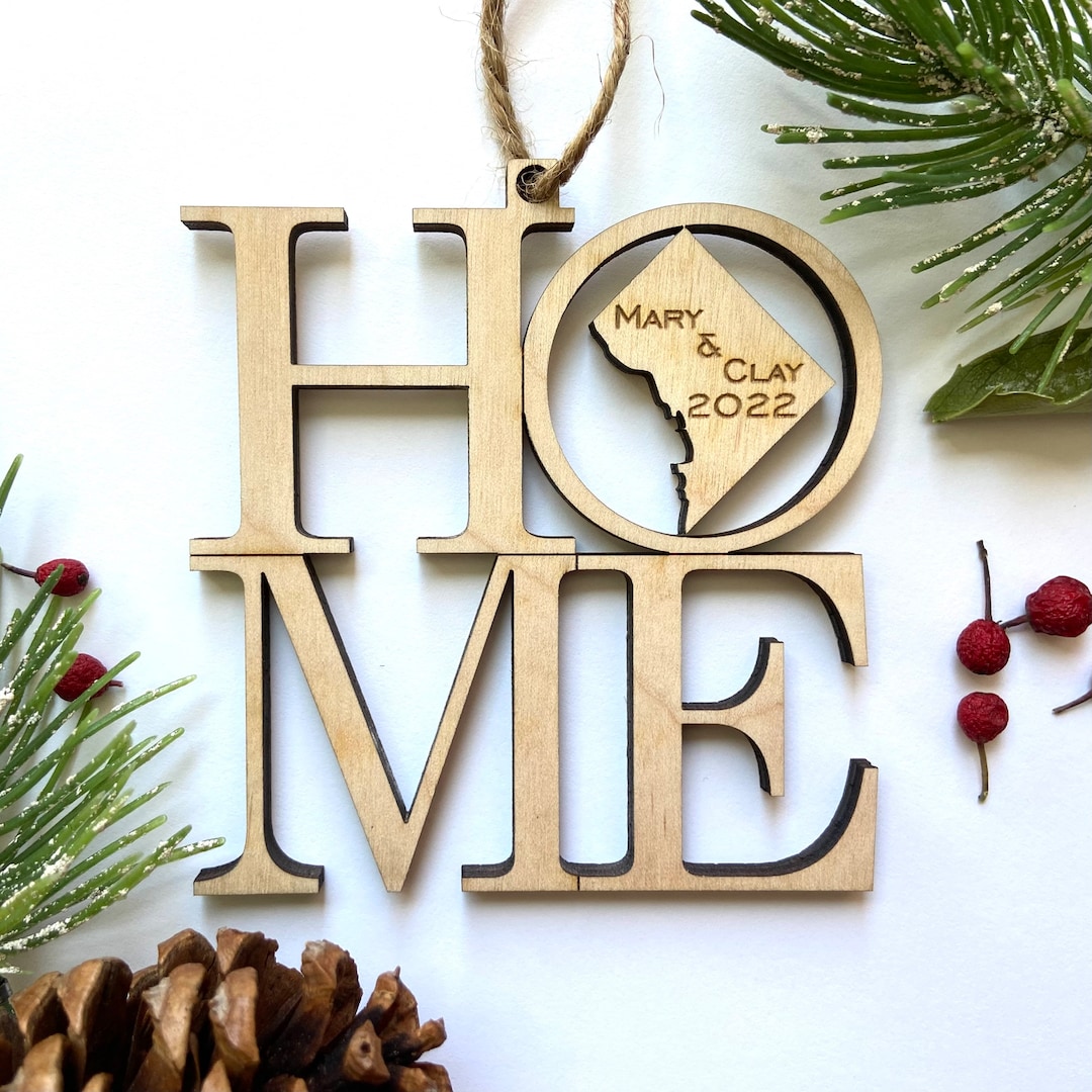 Washington DC HOME Ornament - Personalized Engraved Birch Wood - Made ...