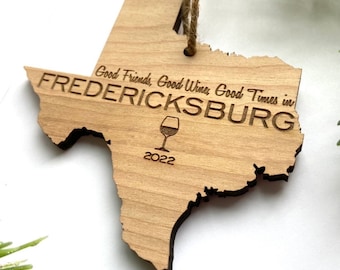 Customizable Texas Ornament - Texas- Engraved Birch Wood - Made in USA