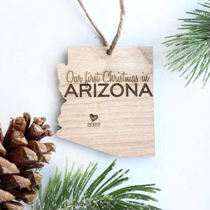 Our First Christmas in Arizona - Graviertes Birkenholz - Made in USA