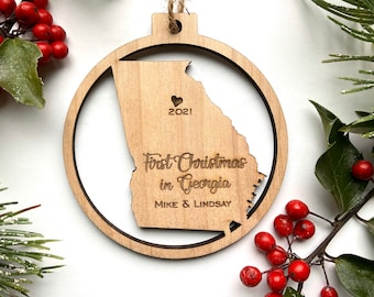 First Christmas in Georgia - wood engraved ornament