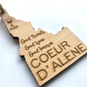 Good Friends, Good Wine, Good Times in Coeur d’Alene - Idaho - Engraved Birch Wood - Made in USA