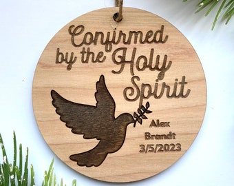 Confirmado por el Espíritu Santo - Adorno de confirmación personalizado - Paloma de recuerdo religioso conmemorativo