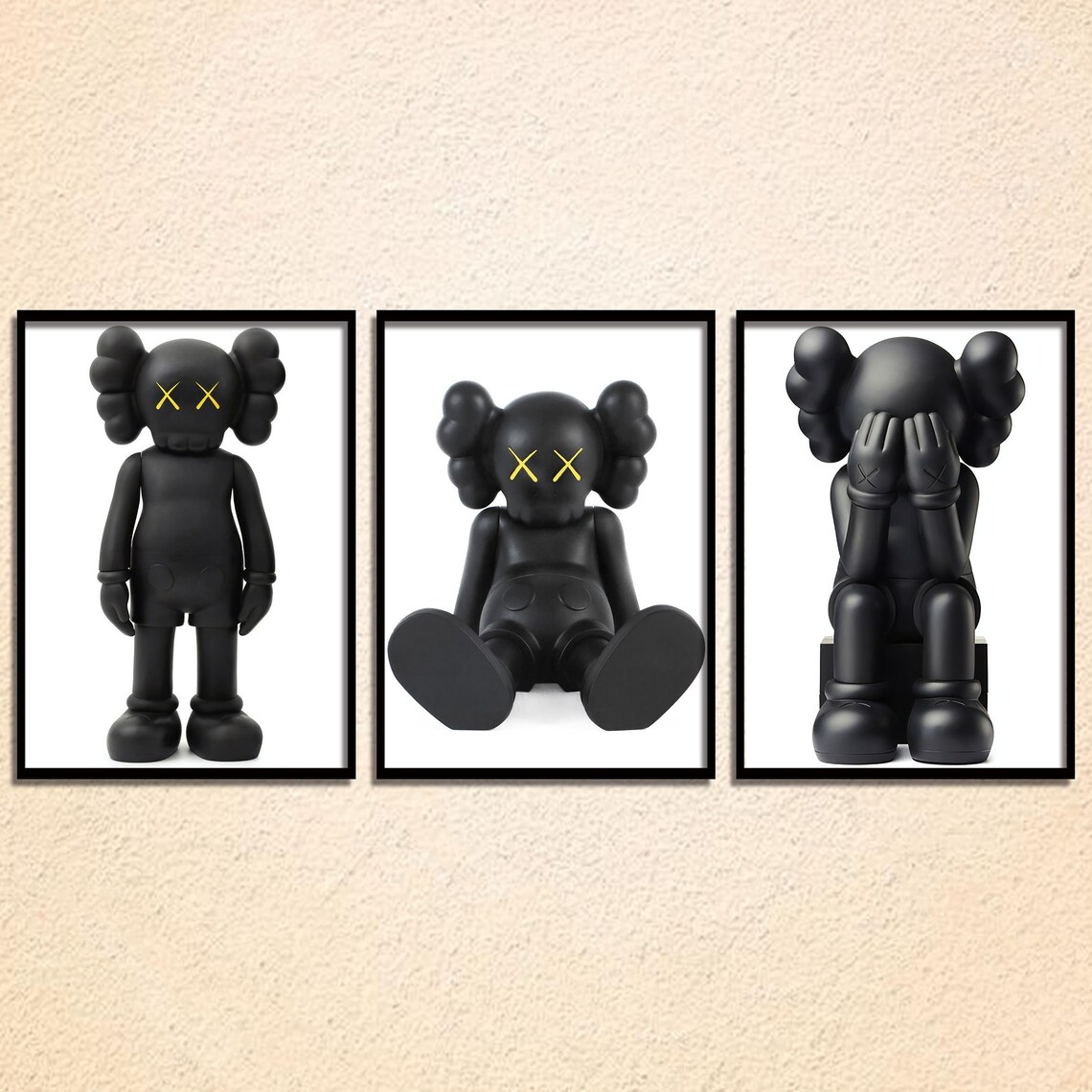 Kaws Wall Art Set of 3 Prints Hypebeast Print Kaws Etsy