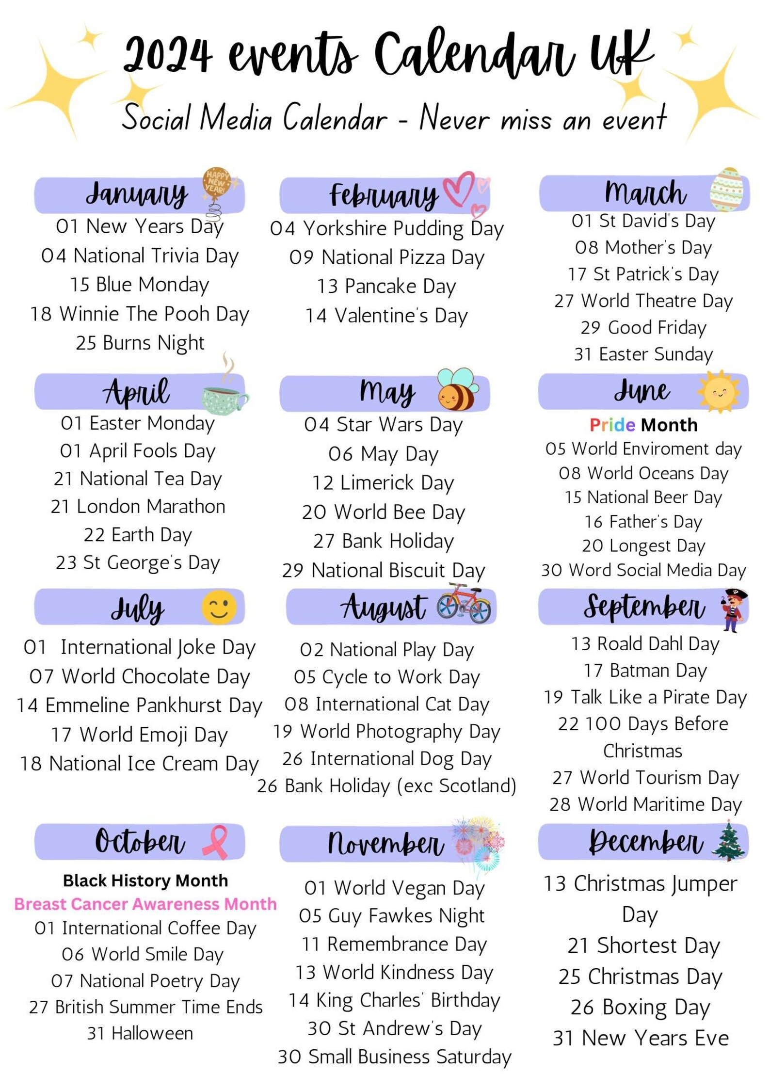 2025 Events Calendar Social Media Marketing Tool Etsy