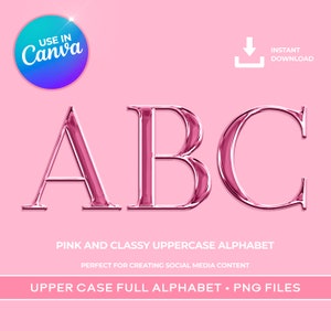 Letras cromadas rosas, imágenes prediseñadas doradas, alfabeto mayúscula rosa, letras PNG cromadas, letras rosas, cromo rosa A-Z, lujo, importación a CANVA