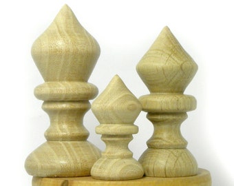 Finials 3 item, Wood Finial Post, SmalCraft Wooden Furniture Cap Newel, Post, Bed Wood Furniture.