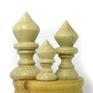 Finials 3 item, Wood Finial Post, SmalCraft Wooden Furniture Cap Newel, Post, Bed Wood Furniture.