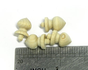Wood Finials very small 12 item, 1:12 scale dollhouse furniture set Craft dolls house accessories 1/12 Cap Newel small