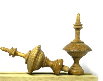 Wood Finial Post 2 item, Clock, Craft Wooden Vintage Cap Newel Furniture, wood salvage