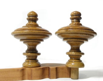 Wood Finial Post 2 item, Clock, Craft Wooden Vintage Cap Newel Furniture, custom-make, curtain rod