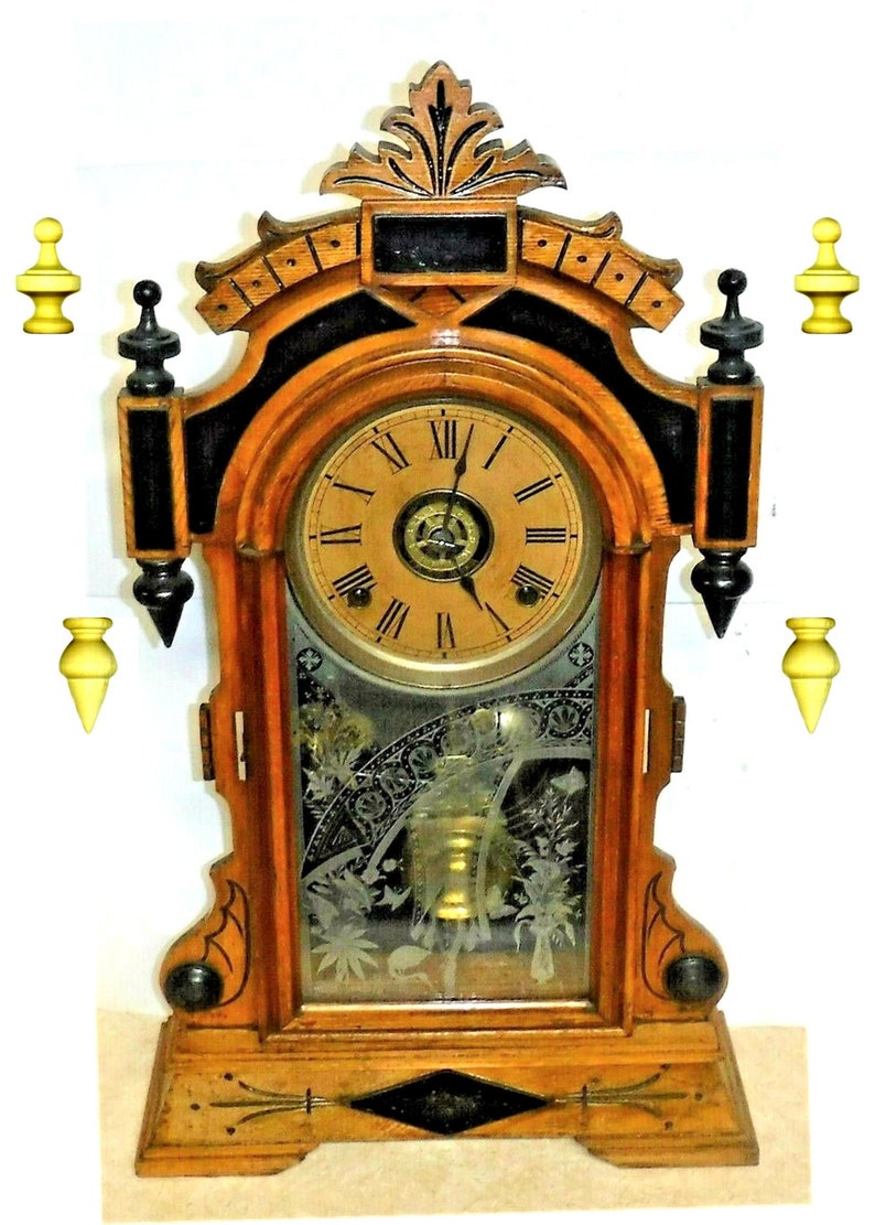 Finials Clock 4 Pieces Ansonia Sydney Mantle Clock Etsy