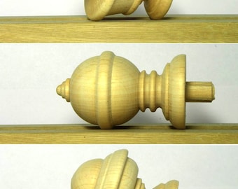 Finials 3 item, Wood Finial Post, Custom-made, Craft Wooden Furniture Cap Newel  Stairs finials, Post, Bed Wood Furniture.