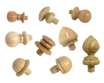 Finials 3 item, Wood Finial Post, Craft Wooden Furniture Cap Newel  Stairs finials, Post, Bed Wood Furniture.
