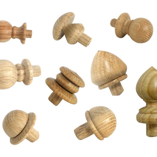 Finials 3 item, Wood Finial Post, Craft Wooden Furniture Cap Newel  Stairs finials, Post, Bed Wood Furniture.