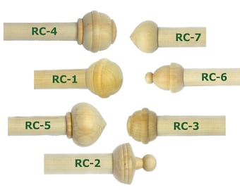 Curtain Rod caps, wood finial, end cap, curtain accessories, pole, custom sizes, wooden window decor.