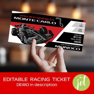 Monaco benutzerdefinierte FORMULA Geschenkkartenvorlage | Monte-Carlo Rennrunde | Geburtstagsformel | Rennwagen-Karte | Erinnerungsstück