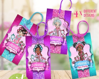 Editable Spa Party Favor Tags: 4 Designs (Digital Download)