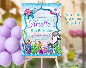 Under the Sea Birthday Welcome Sign: Sea Creatures Party Decor (Digital Download)