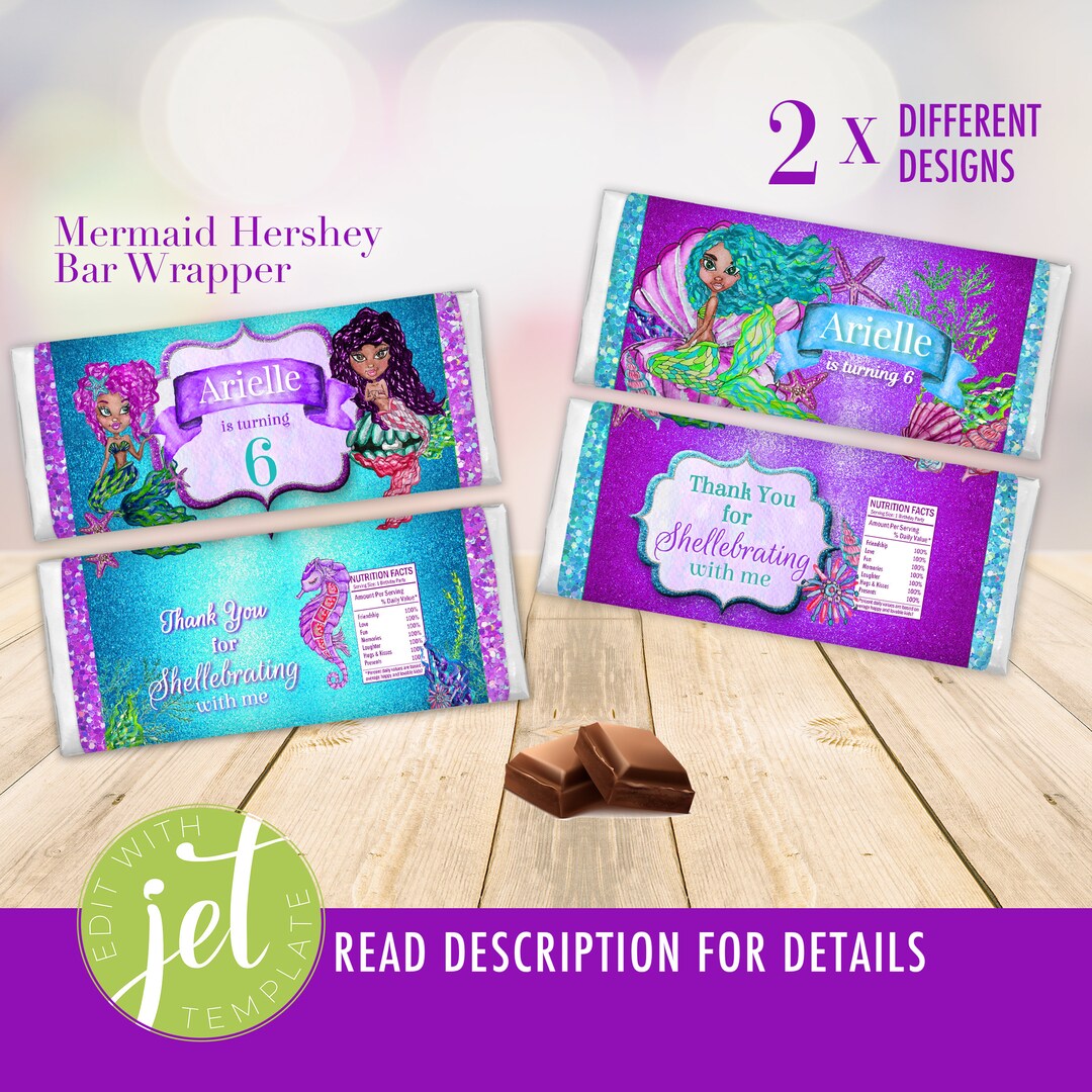 Mermaid Party Favors Candy Bar INSTANT DOWNLOAD | Mermaid Birthday ...