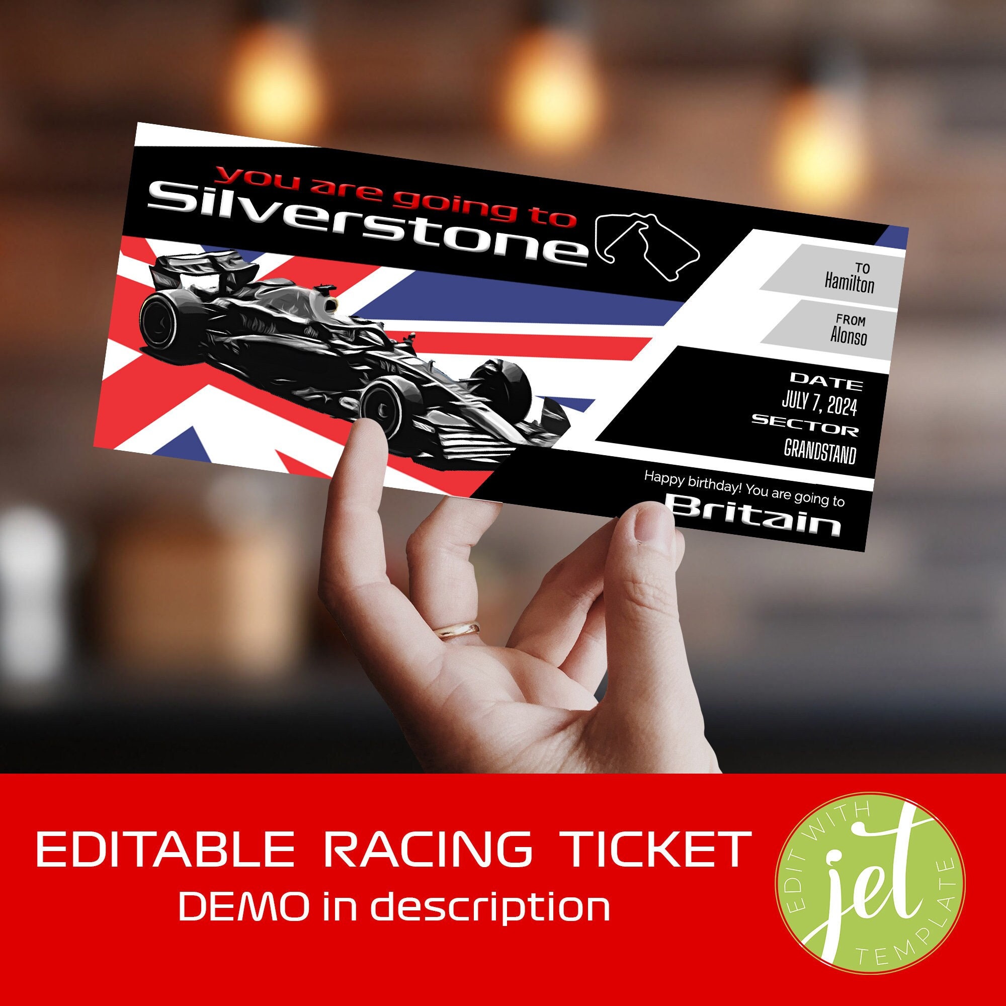 Silverstone Custom FORMULA Gift Ticket Template British