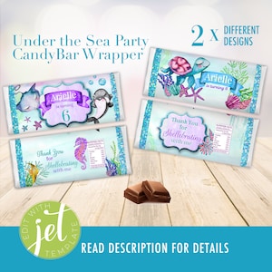 Under the Sea Birthday Party Favors Candy Chocolate Bar Wrapper EDITABLE | Beach Printable Nautical Theme | Ocean Gender Neutral Theme