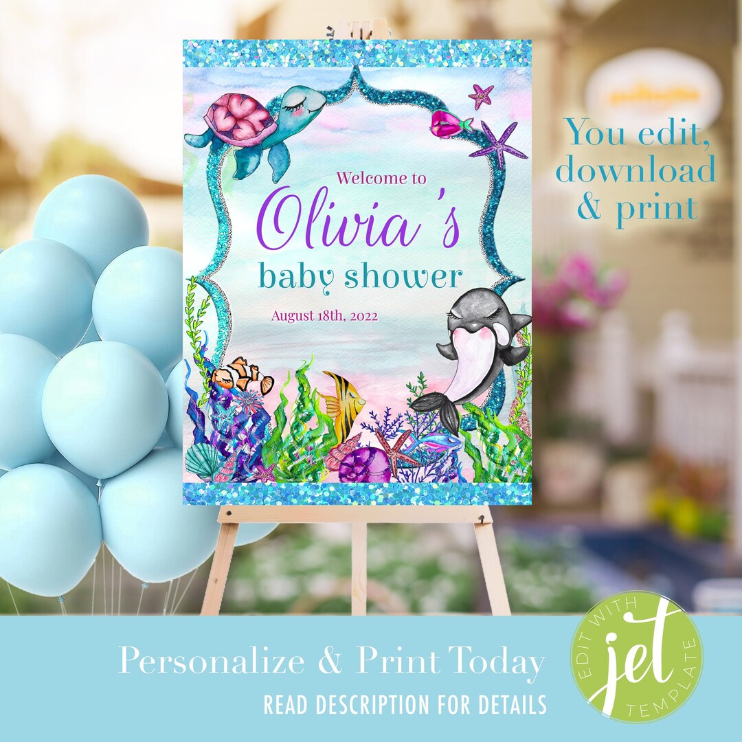PRINTABLE Under the Sea Baby Shower Sign, Sea Animals , Sea