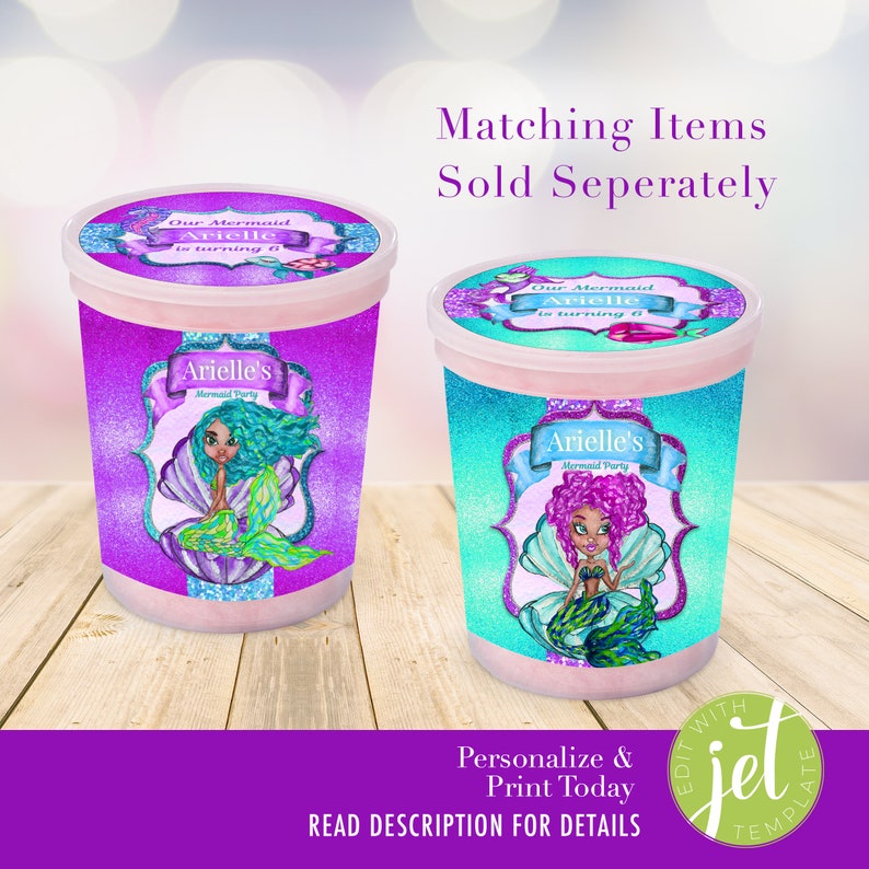 Printable African American Mermaid Party Favor Bags (digital File) - Etsy
