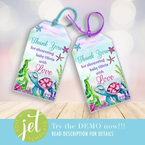 Under the Sea Baby Shower Favor Tags | Beach Printable Nautical Theme | Ocean Baby Shower | Thank You Tags | Printable