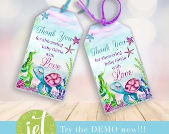 Under the Sea Baby Shower Favor Tags: Nautical Printable (Digital File)