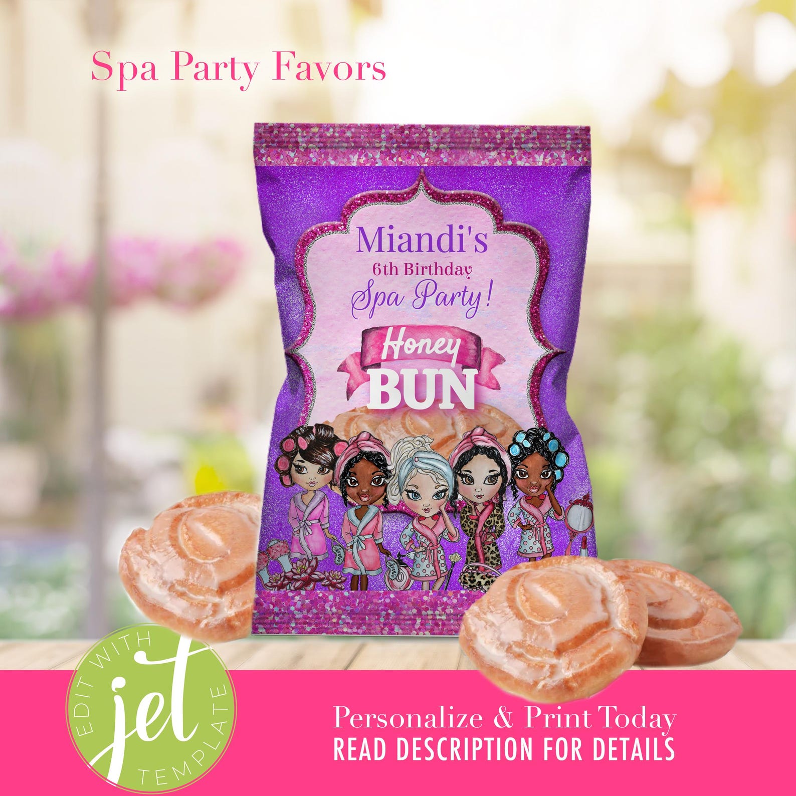 Spa Party Favor Labels: Editable Birthday Candy Bag (printable) - Etsy