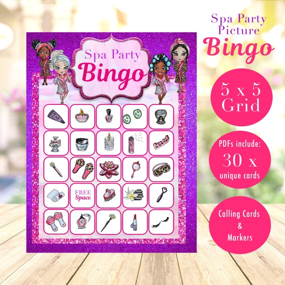 Spa Bingo Printable Game Girls Party Game Spa Party Beauty | Etsy